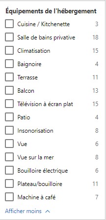 équipements des hébergements de booking à arcachon